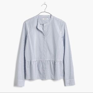 Madewell White Lakeside Peplum Shirt in Stripe